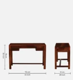 clone Sheesham Wood Writing Table in Scratch Resistant Honey Oak Finish - Image 3