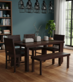 fistel Sheesham Wood 6 Seater Dining Set In Scratch Resistant Provincial Teak Finish With Bench