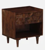 Jorvyn Sheesham Wood Bedside Table in Earthy Slate Natural Finish - Image 3