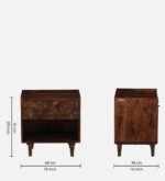 Jorvyn Sheesham Wood Bedside Table in Earthy Slate Natural Finish - Image 4