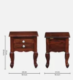 Lurven Sheesham Wood Bedside Table in Smoked Almond Natural Finish - Image 6