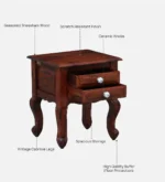 Lurven Sheesham Wood Bedside Table in Smoked Almond Natural Finish - Image 8