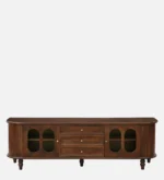 Minimalist walnut finish tv unit with storage for large screen tv in india - Image 2