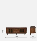 Minimalist walnut finish tv unit with storage for large screen tv in india - Image 5
