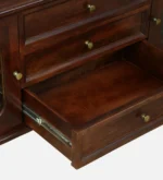Minimalist walnut finish tv unit with storage for large screen tv in india - Image 9