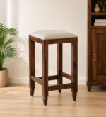Alder Sheesham Wood Bar Stool in Walnut Finish