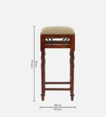Alder Sheesham Wood Counter Height Bar Stool in Teak Finish - Image 5