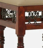 Alder Sheesham Wood Counter Height Bar Stool in Teak Finish - Image 6