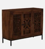 Anay Solid Sheesham Wood Utility Storage Cabinet in Provincial Teak Finish - Image 3