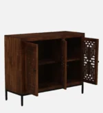 Anay Solid Sheesham Wood Utility Storage Cabinet in Provincial Teak Finish - Image 5