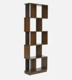 Aranyak Solid Wood Bookshelf with Bamboo Shelf Edges in Deep Forest Brown - Image 2