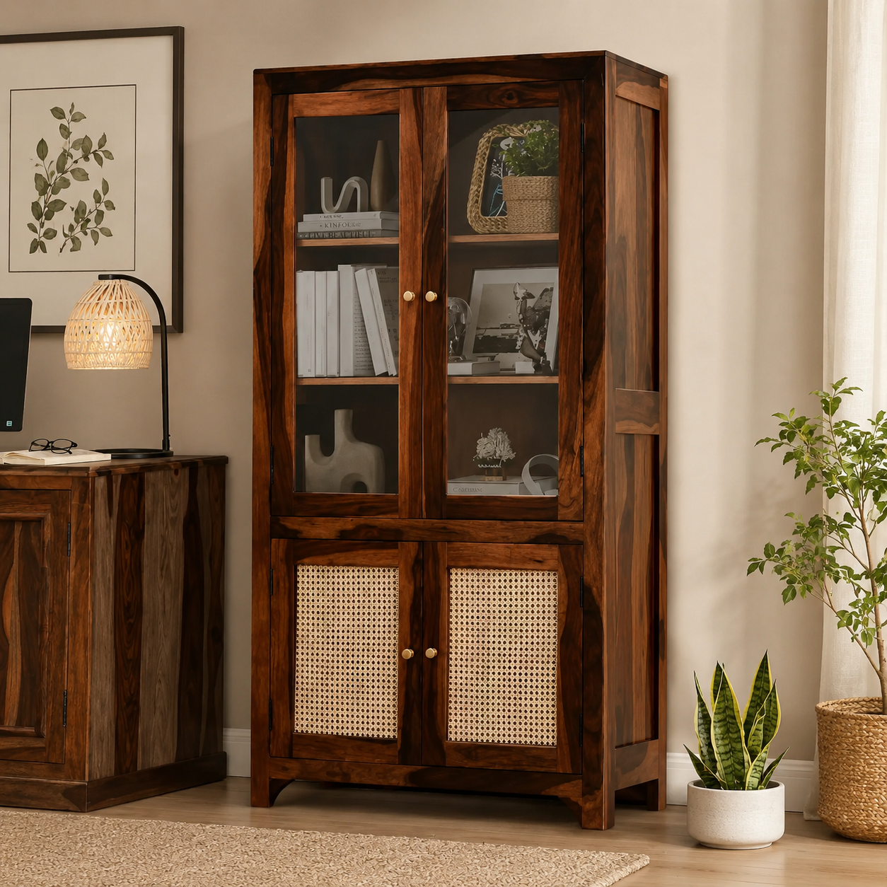 Arlo Sheesham Wood Bookshelf classicwood (1) Arlo Sheesham Wood Bookshelf - Image 1