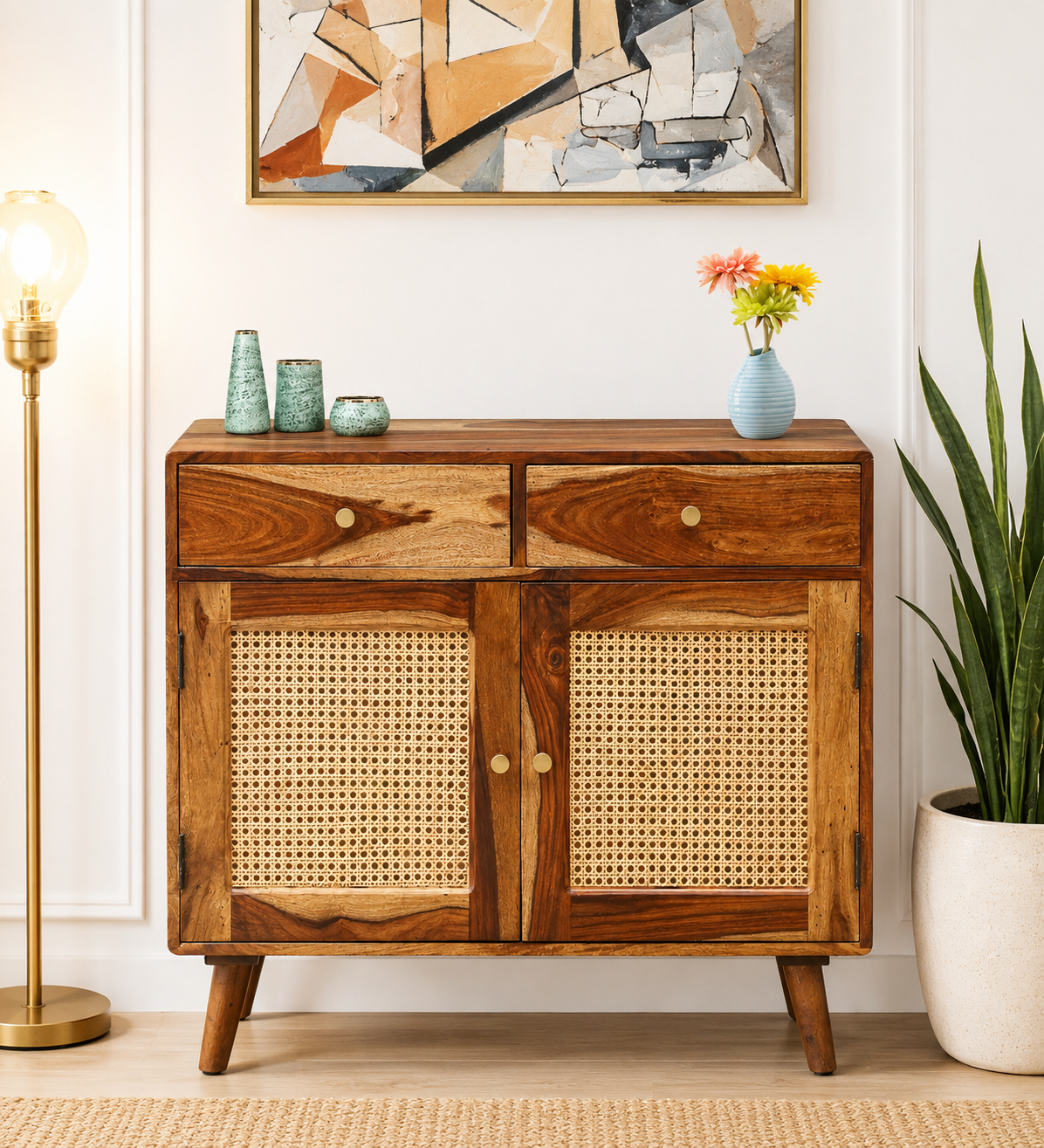 Arnav Sheesham Wood Utility Cabinet With Shelves In Walnut Finish classic wood (1) Arnav Sheesham Wood Utility Cabinet With Shelves In Walnut Finish - Image 1