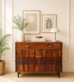 Aspen Sheesham Wood Utility Cabinet in Teak Finish