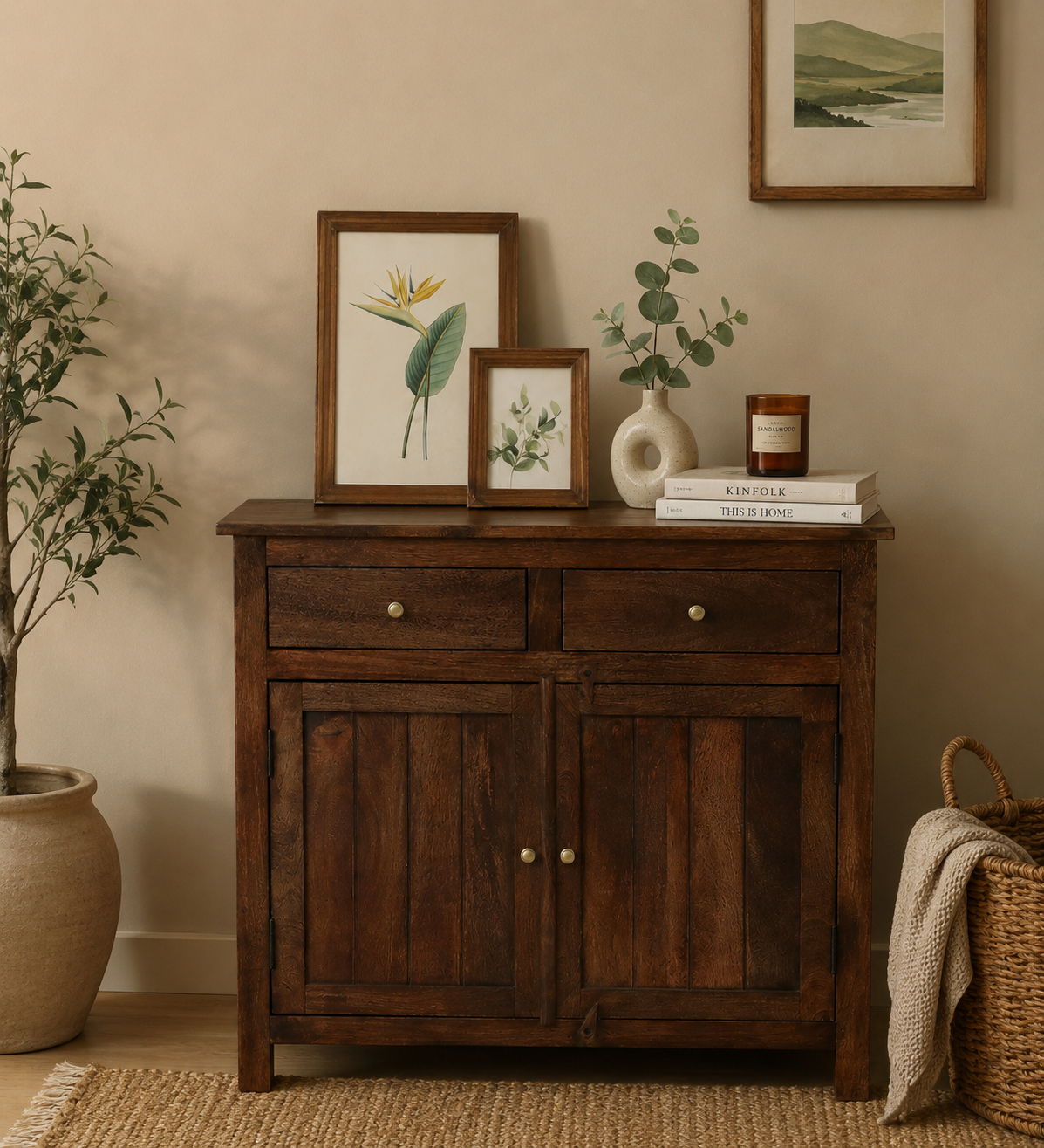 Ayaan Solid Sheesham Wood Storage Cabinet In Honey Finish classic wood (1) Ayaan Solid Sheesham Wood Storage Cabinet In Honey Finish - Image 1