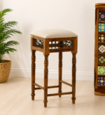 Briston Wooden Bar Stool with Backrest in Honey Finish