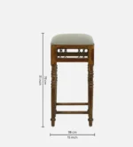 Briston Wooden Bar Stool with Backrest in Honey Finish - Image 5