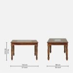 Classic Wood Tile Solid Sheesham Wood 6 Seater Dining Table Set with Cushioned Bench & Chairs | Premium Handcrafted Wooden Dining Furniture - Image 2