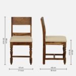 Classic Wood Tile Solid Sheesham Wood 6 Seater Dining Table Set with Cushioned Bench & Chairs | Premium Handcrafted Wooden Dining Furniture - Image 4
