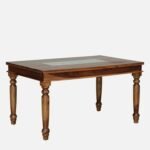 Classic Wood Tile Solid Sheesham Wood 6 Seater Dining Table Set with Cushioned Bench & Chairs | Premium Handcrafted Wooden Dining Furniture - Image 7
