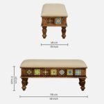 Classic Wood Tile Solid Sheesham Wood 6 Seater Dining Table Set with Cushioned Bench & Chairs | Premium Handcrafted Wooden Dining Furniture - Image 8