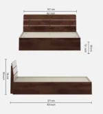 Corin Solid Teak Wood King Size Bed Without Storage in Dark Walnut Finish - Image 3
