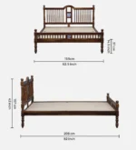 Craldric Acacia Solid Wood Queen Size Bed Without Storage in Peanut Teak Finish - Image 3