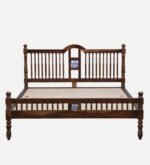 Craldric Acacia Solid Wood Queen Size Bed Without Storage in Peanut Teak Finish - Image 4