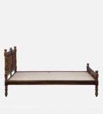 Craldric Acacia Solid Wood Queen Size Bed Without Storage in Peanut Teak Finish - Image 6