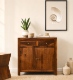 Daksh Solid Sheesham Wood Cabinet For Living Room In Natural Finish