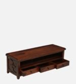 Driftara Solid Wood TV Unit with Open Shelves in Warm Walnut Finish - Image 2