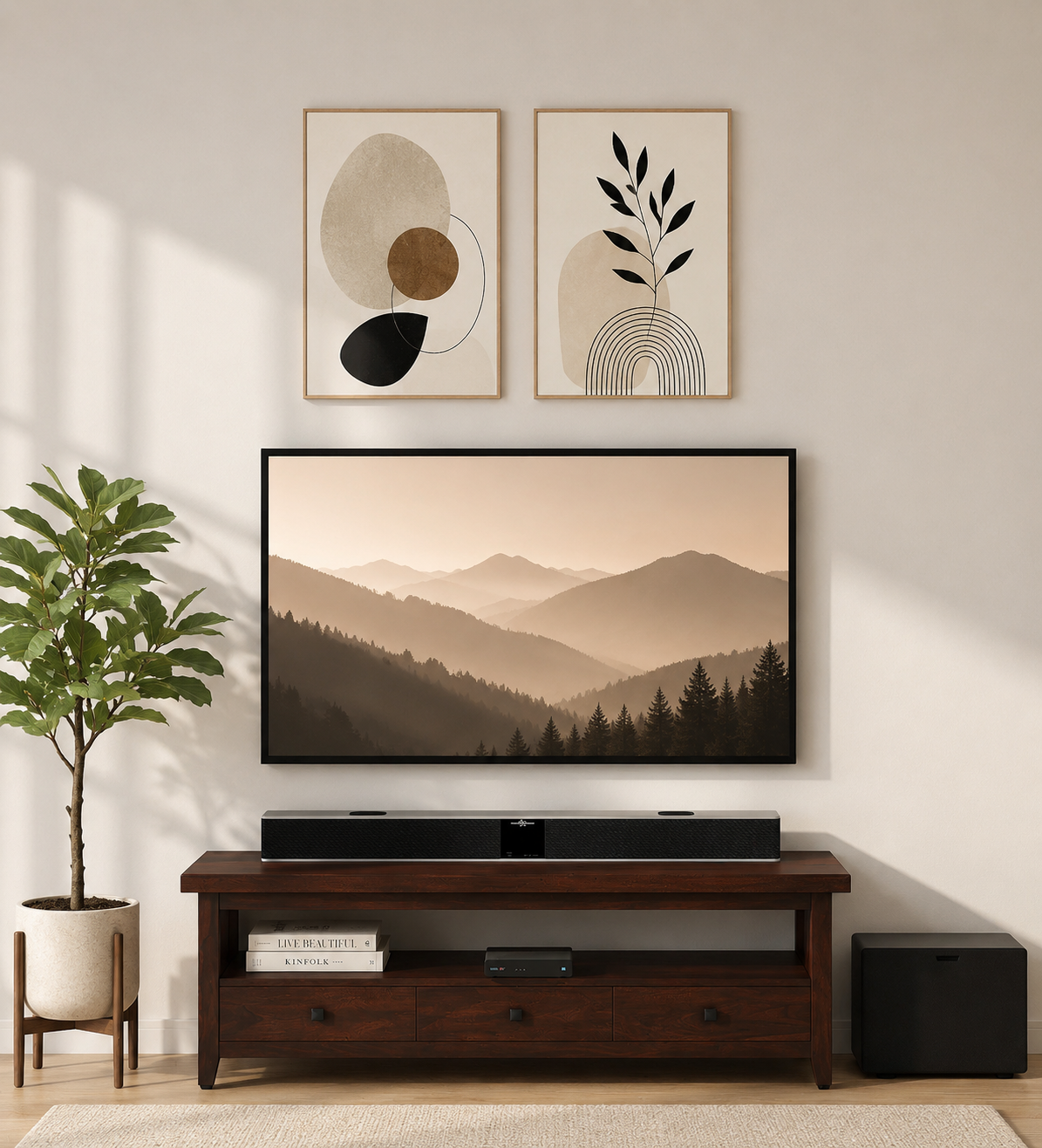 Driftara Solid Wood TV Unit with Open Shelves in Warm Walnut Finish classic wood (1) Driftara Solid Wood TV Unit with Open Shelves in Warm Walnut Finish - Image 1