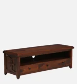 Driftara Solid Wood TV Unit with Open Shelves in Warm Walnut Finish - Image 6