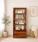 Ekant Solid Sheesham Wood Bookshelf in Dark Walnut Finish