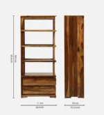 Ekant Solid Sheesham Wood Bookshelf in Dark Walnut Finish - Image 3
