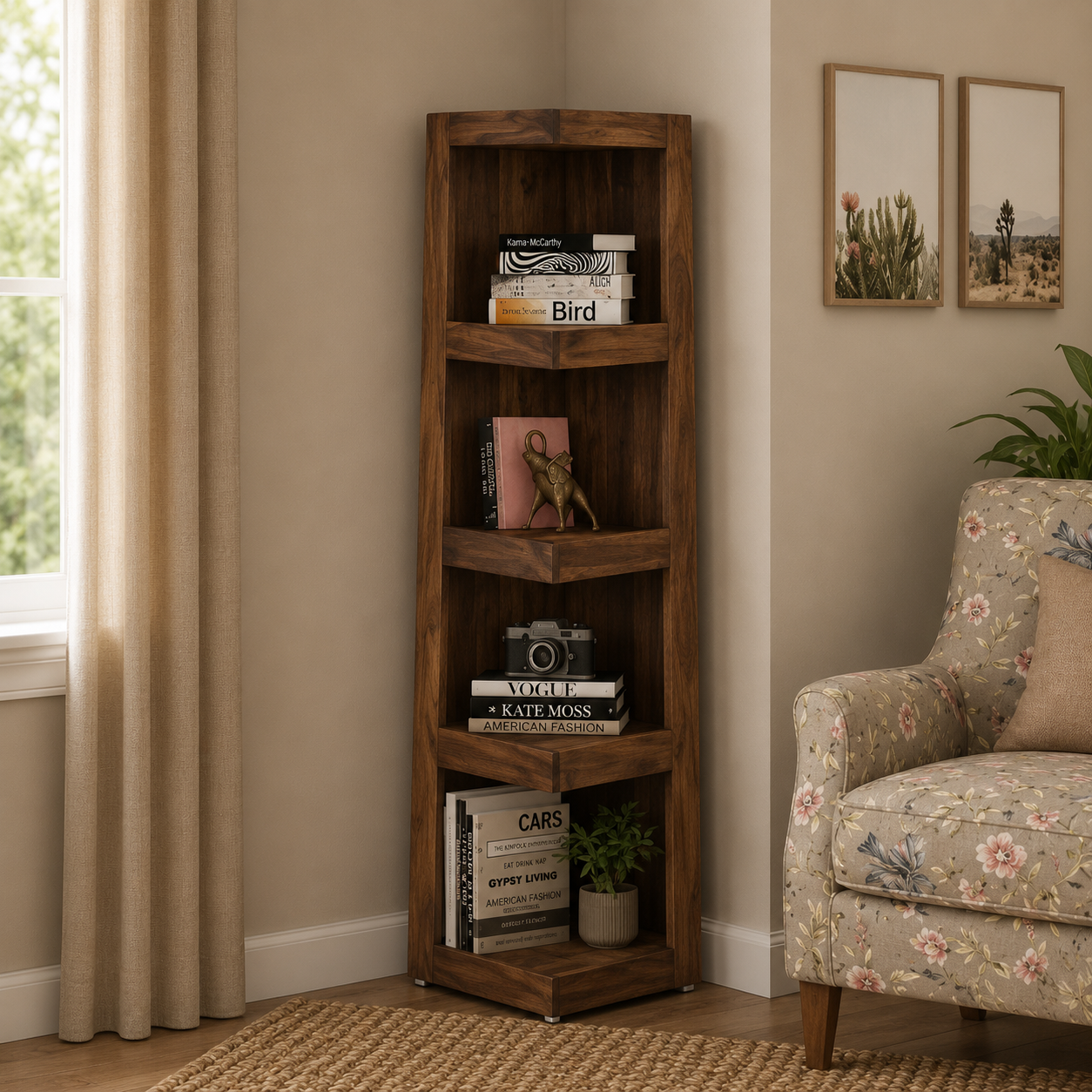 Ekon Sheesham Wood Bookshelf classicwood (1) Ekon Sheesham Wood Bookshelf - Image 1