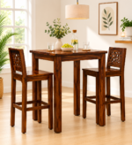 Elmwood Sheesham Wood Bar Table Set in Provincial Teak Finish With (Set of 2)