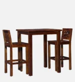 Elmwood Sheesham Wood Bar Table Set in Provincial Teak Finish With (Set of 2) - Image 7