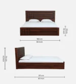 Elwyn Acacia Wood Queen Size Hydraulic Storage Bed in Warm Brown Finish - Image 3