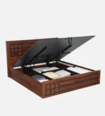 Elwyn Acacia Wood Queen Size Hydraulic Storage Bed in Warm Brown Finish - Image 5