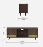 Grainford Solid Wood TV Stand with Cane Door Panels in Honey Oak - Image 3