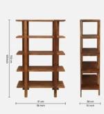 Grainvell Solid Acacia Wood Bookcase with Adjustable Shelves in Honey Oak - Image 3
