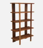 Grainvell Solid Acacia Wood Bookcase with Adjustable Shelves in Honey Oak - Image 4