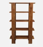 Grainvell Solid Acacia Wood Bookcase with Adjustable Shelves in Honey Oak - Image 6