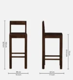 Hrivon Wooden Bar Stools in Classic Walnut Finish (Set of 2) - Image 4