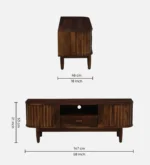 Imperva Solid Wood TV Stand with Fluted Panel Doors and Satin Gold Handles - Image 3