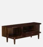 Imperva Solid Wood TV Stand with Fluted Panel Doors and Satin Gold Handles - Image 4
