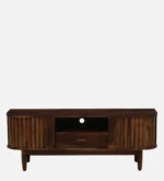 Imperva Solid Wood TV Stand with Fluted Panel Doors and Satin Gold Handles - Image 5