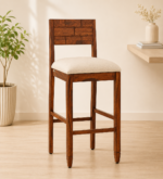 Iorvik Wooden Bar Chairs in Premium Teak Finish (Set of 2)