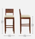 Iorvik Wooden Bar Chairs in Premium Teak Finish (Set of 2) - Image 3